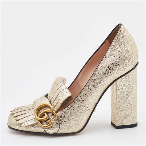 gucci marmont gold heels|gucci marmont block heel.